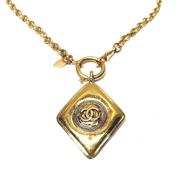 Chanel Diamond Frame CC Pendant Necklace Metal Necklace in Good condition