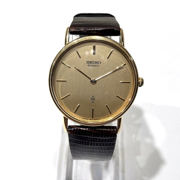 Seiko 14K 7820-8040 Quartz Wristwatch for Men Gold SS/K14Gold/Leather 7820-8040