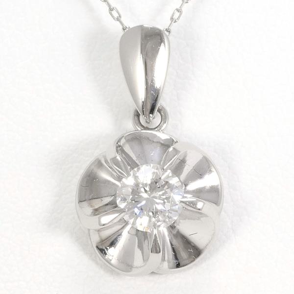 Platinum PT900, PT850 Necklace with 0.31ct Diamond - Silver Ladies, Approximately 3.4g and 40cm