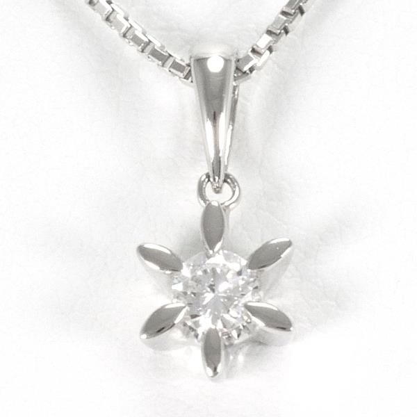 Single Stone Diamond Necklace 0.20ct in Platinum PT850 for Women, Silver (Pre-Owned)
