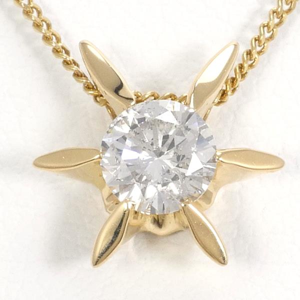 K18 18K Yellow Gold, 0.41 ct Diamond Necklace Approx. 40cm for Women
