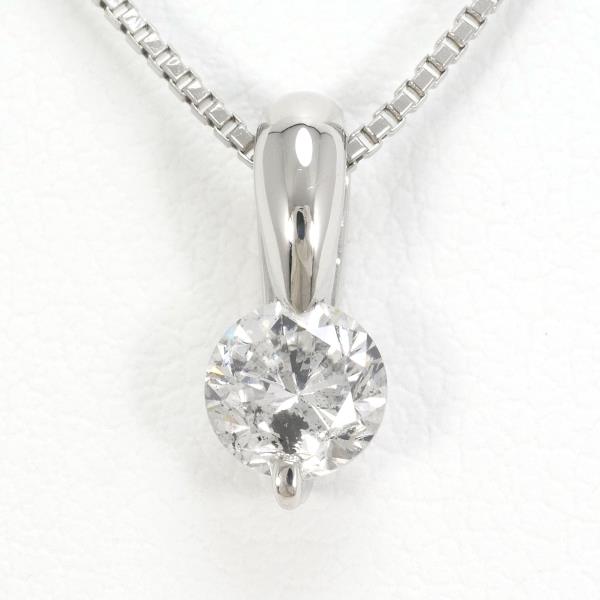 Platinum PT900 & PT850 Necklace with 0.504ct Natural Diamond, Total Weight approx. 3.4g, Length approx. 40cm, Ladies Silver Jewelry (Pre-owned)