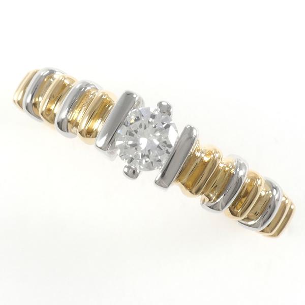 Ladies' Ring, Size 14, 0.218ct Diamond SI1 With Certificate, Platinum PT900/K18 Yellow Gold, Total Weight About 3.9g
