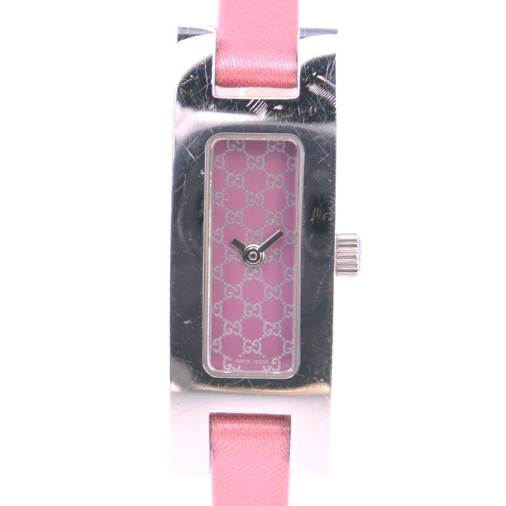 Gucci 3900L Ladies Watch with Stainless Steel & Satin Band, Silver Quartz, Pink Dial (Pre-Owned) 3900L