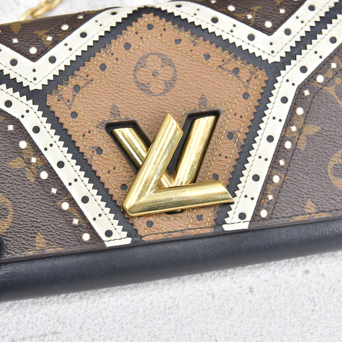 Veau Satin Monogram Twist Wallet On Chain