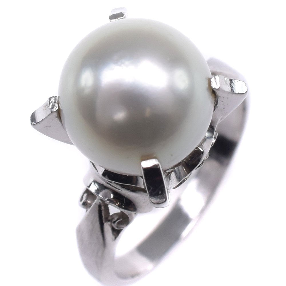 [LuxUness]  9.5mm Pearl Ring with Pt900 Platinum for Ladies | Second Hand | A Grade Natural Material Ring in Excellent condition