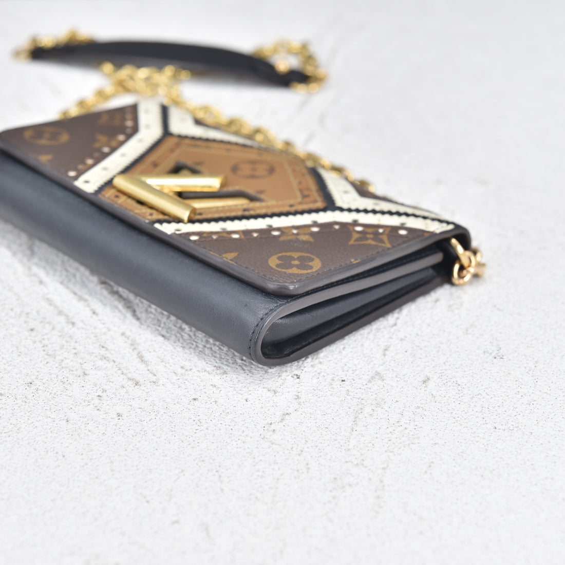 Veau Satin Monogram Twist Wallet On Chain