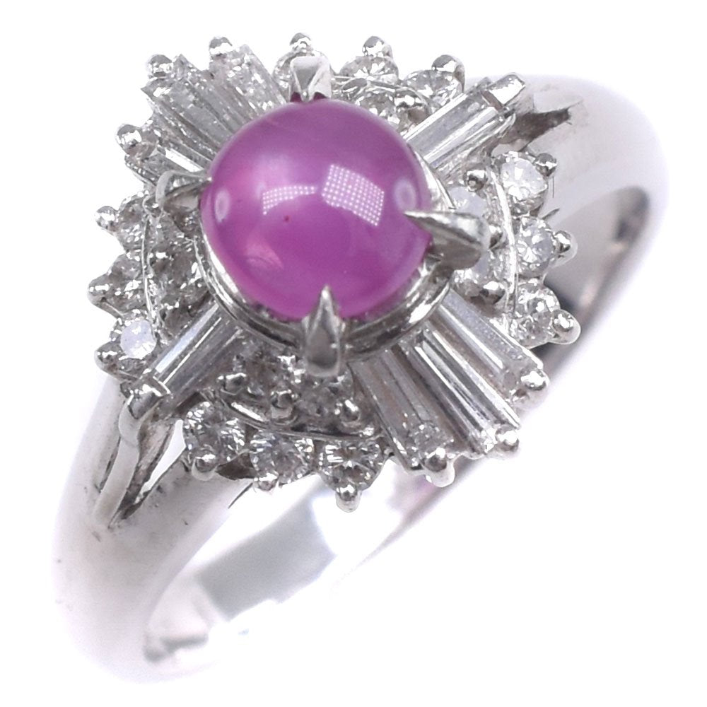 Platinum PT900 Star Ruby & Diamond Ring, Size 11 – Star Ruby 0.70 Carat, Diamond 0.36 Carat – Ladies A-grade (used)