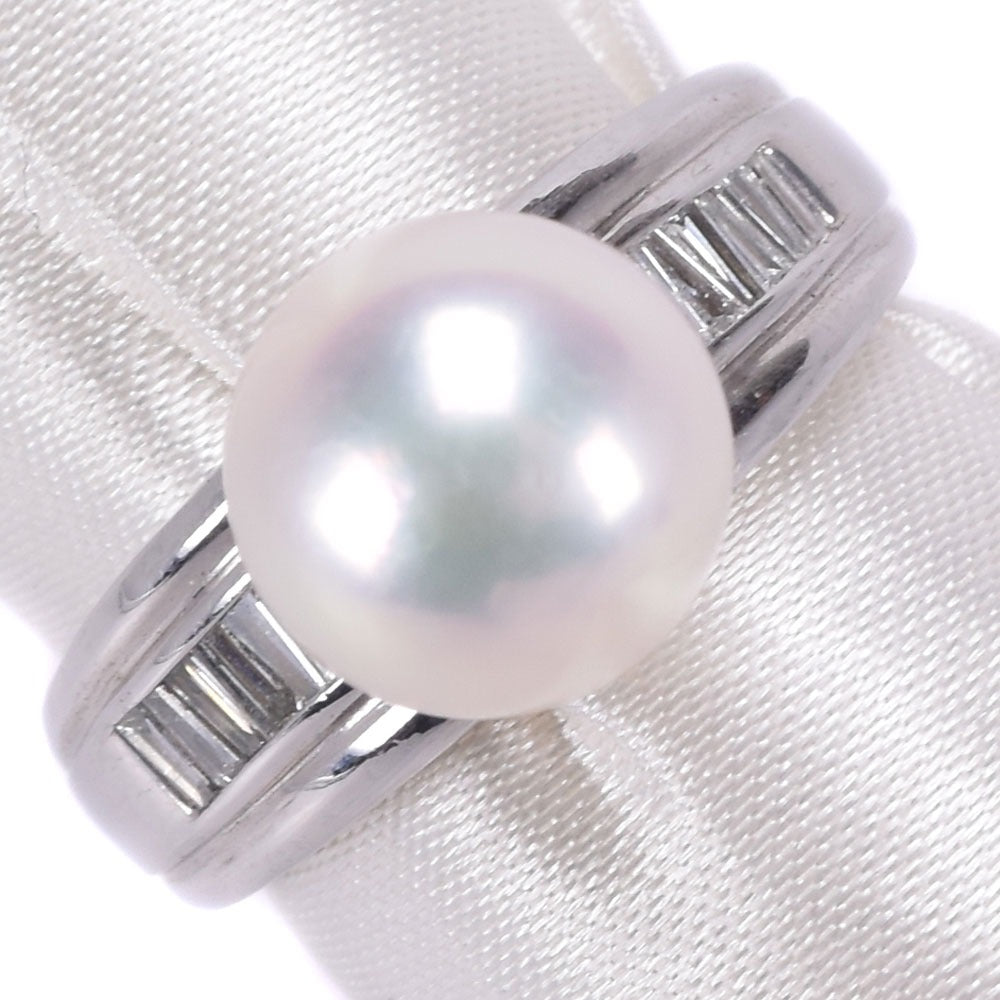 Platinum PT900 Pearl & Diamond Ring with 16.5 Sized Genuine Pearl – Ladies A-grade(used)