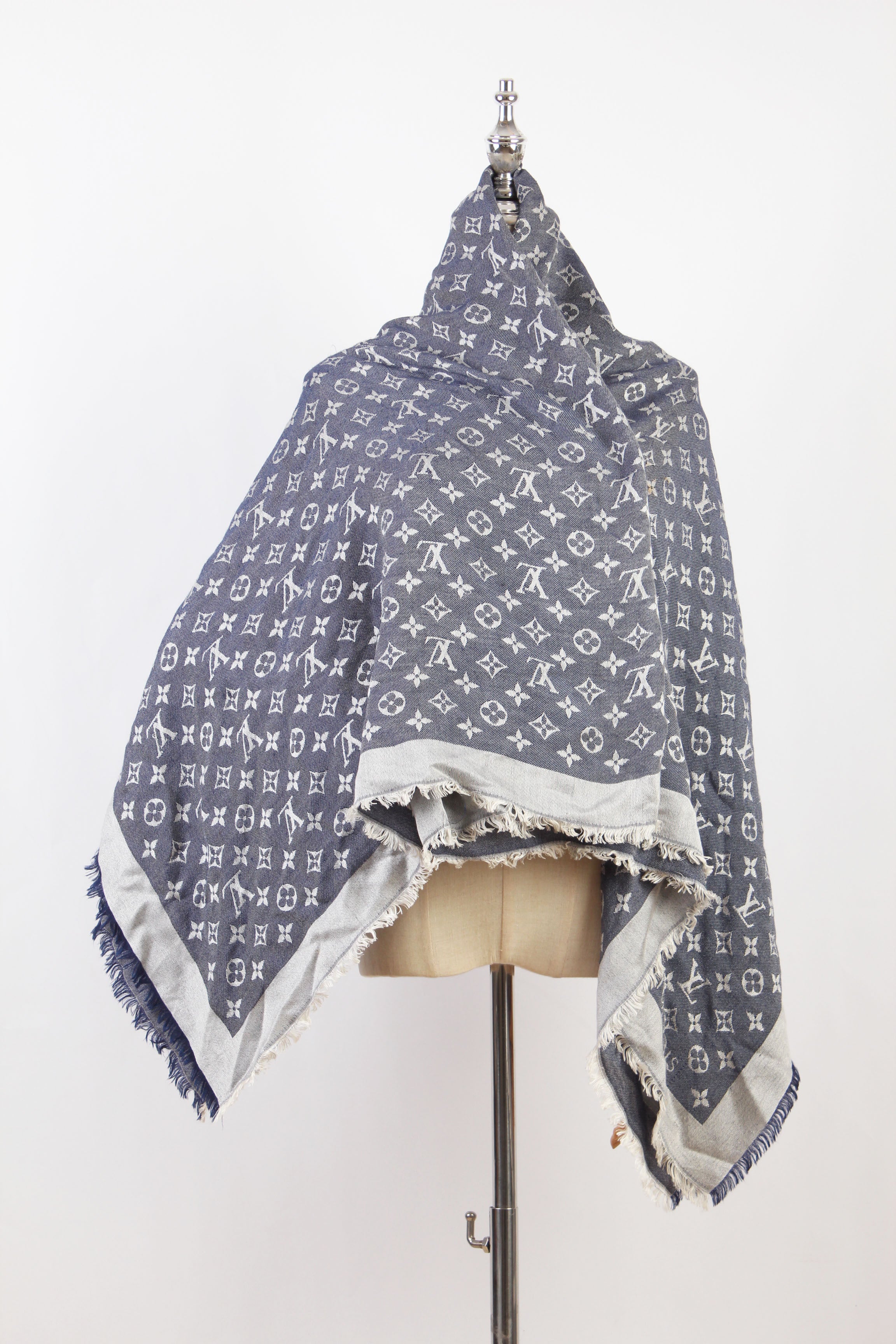 Monogram Denim Silk And Wool Scarf M71376 – LuxUness