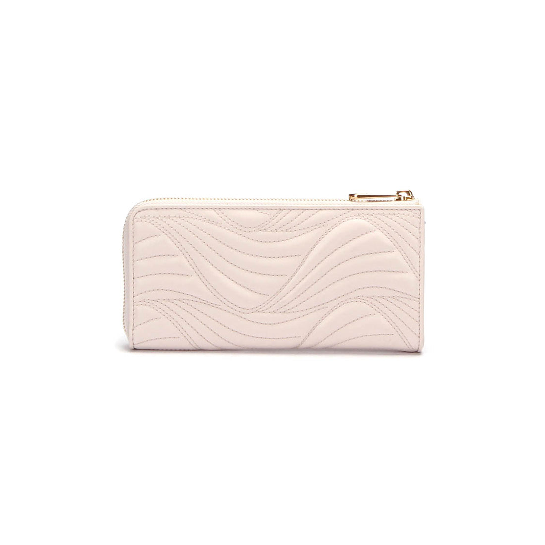 Wave Quilted Leather Long Wallet