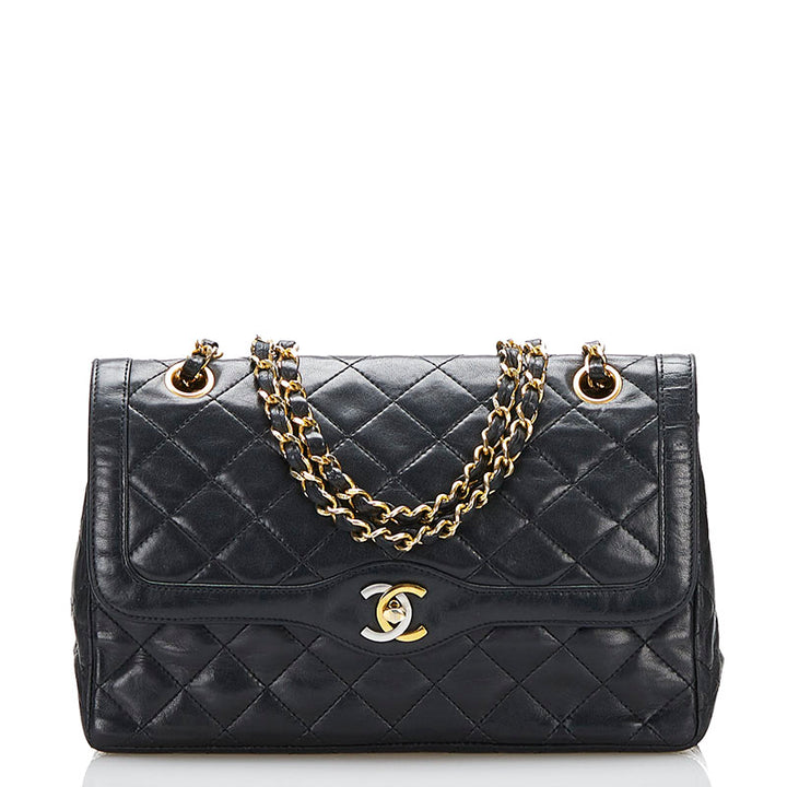 CC Quilted Double Flap Shoulder Bag