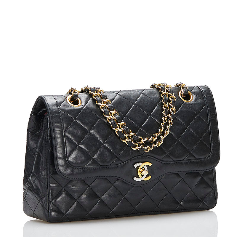 CC Quilted Double Flap Shoulder Bag