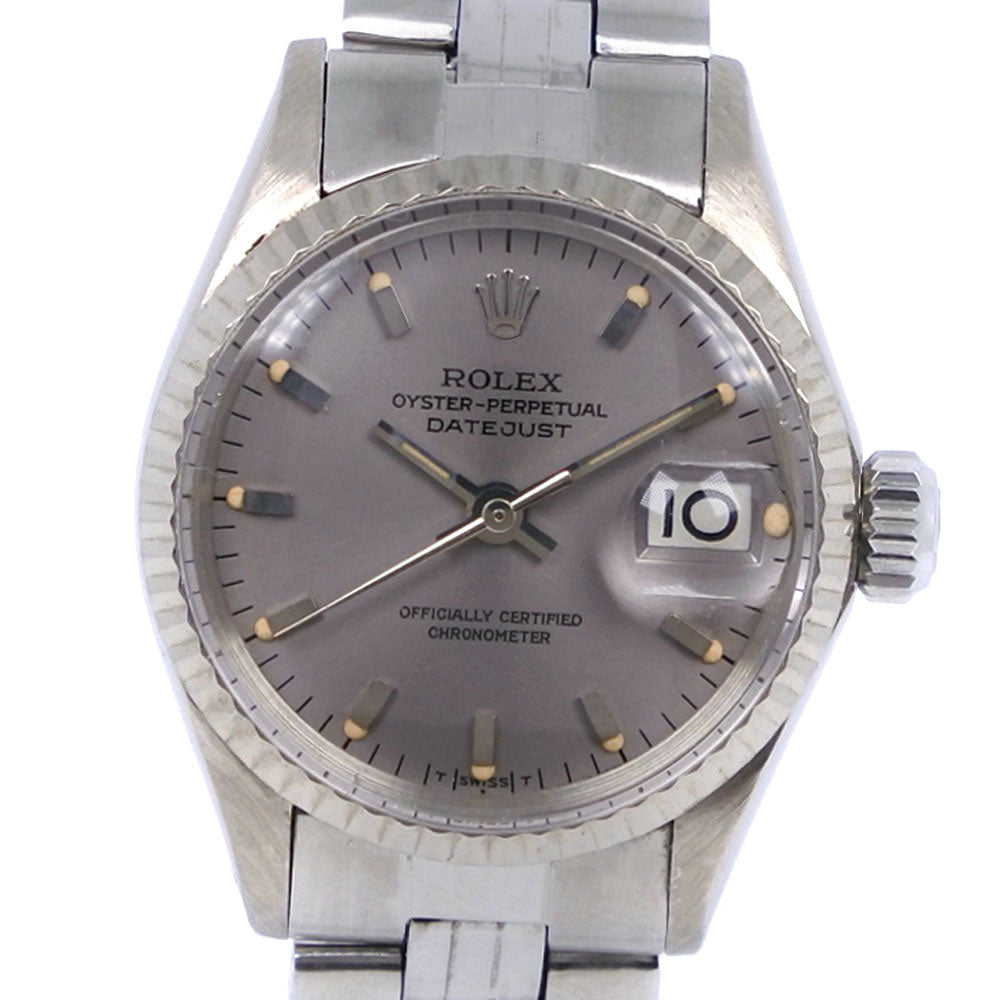 Rolex Datejust Oyster Perpetual cal.1161 Antique Women's Watch 6517/9 in 18k White Gold and Stainless Steel from 1942 with Automatic Winding and Grey Dial (Pre-Owned) 1686570.0