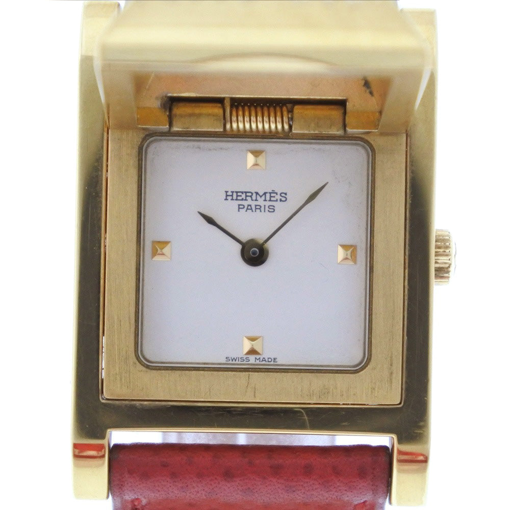 Hermes  Hermes Medor Women's Gold Plated & Leather Wristwatch, Quartz, White Dial Metal Quartz in Good condition