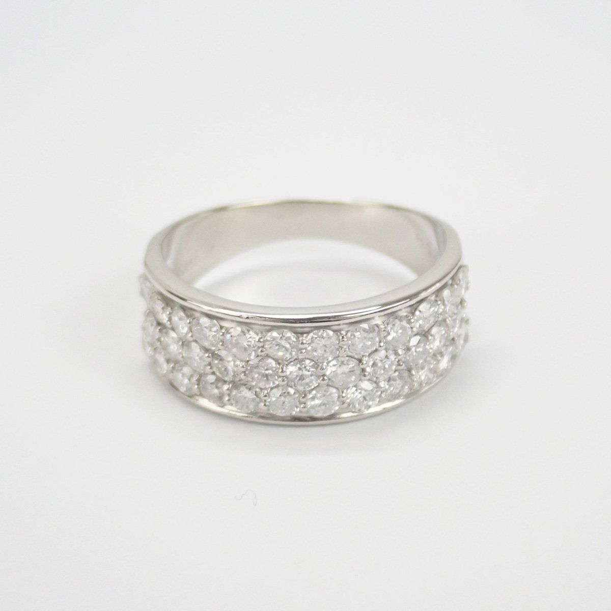 Pt850 Platinum Designer Ring with 1.43ct Diamond, Size ~15, Silver, Pre-Owned Women's Jewelry