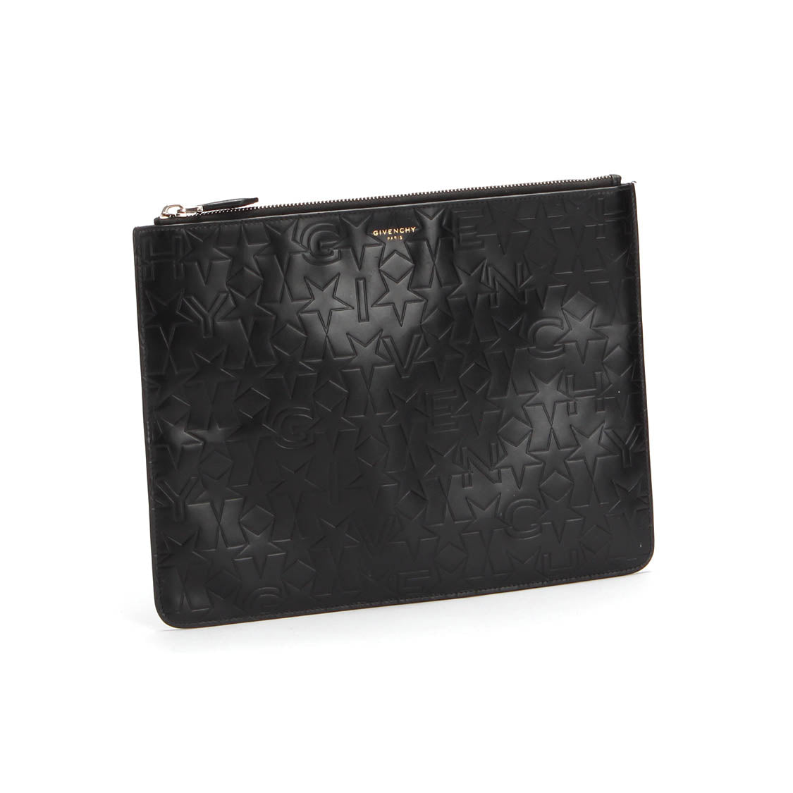 Star Embossed Leather Clutch Bag