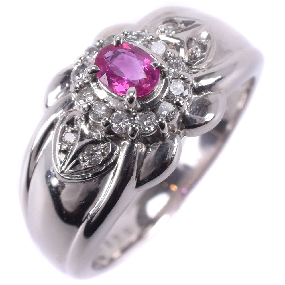 [LuxUness]  Platinum Pt900, 0.25ct Ruby & 0.14ct Diamond Ring (Size 10.5) for Women - Pre-Owned, SA Grade Metal Ring in Excellent condition