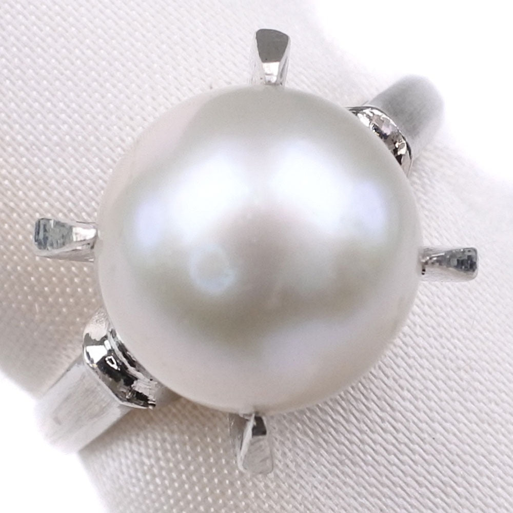 Size 13 Pearl Ring with 10.0mm Pearl and Pt850 Platinum for Ladies | Second Hand | A Grade