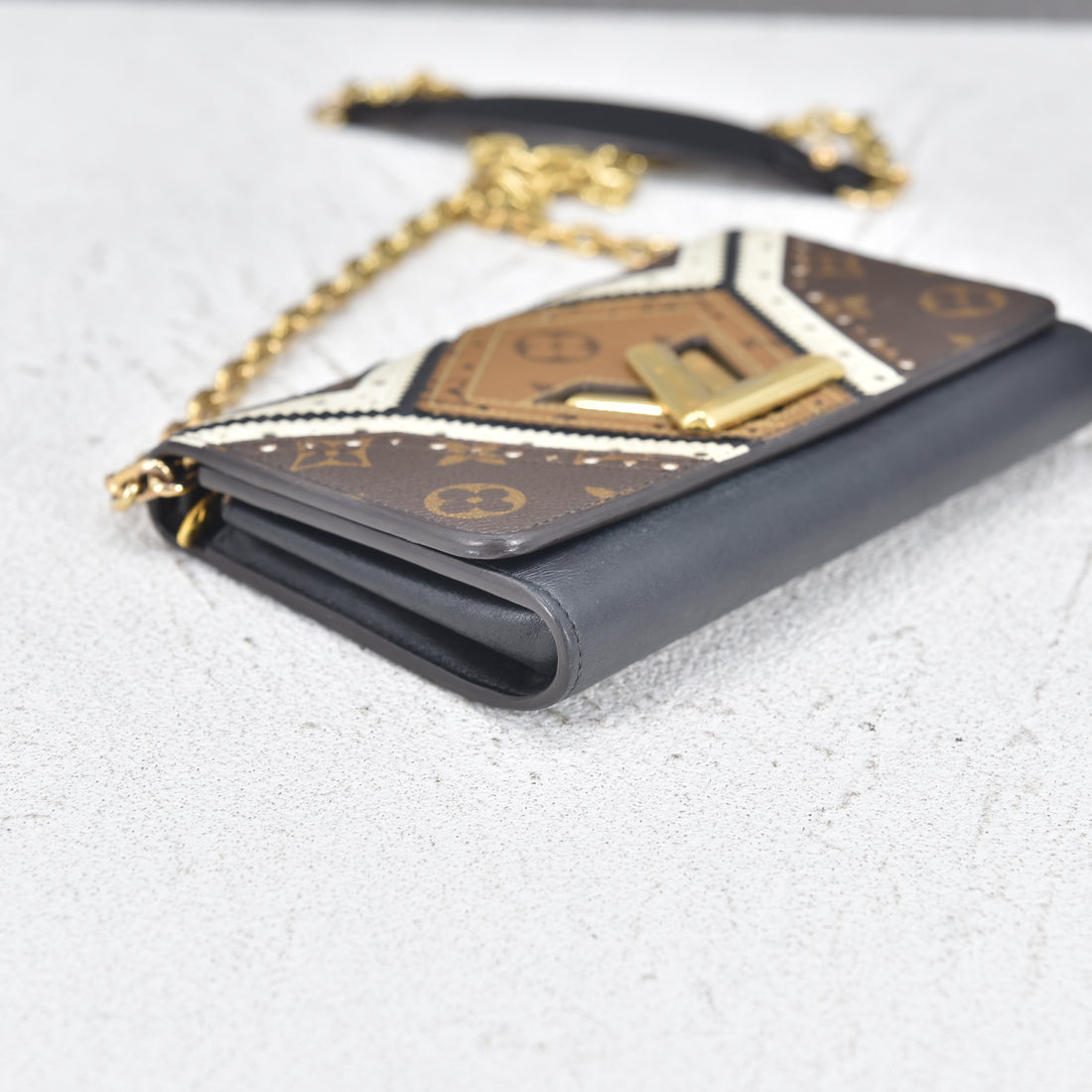 Veau Satin Monogram Twist Wallet On Chain