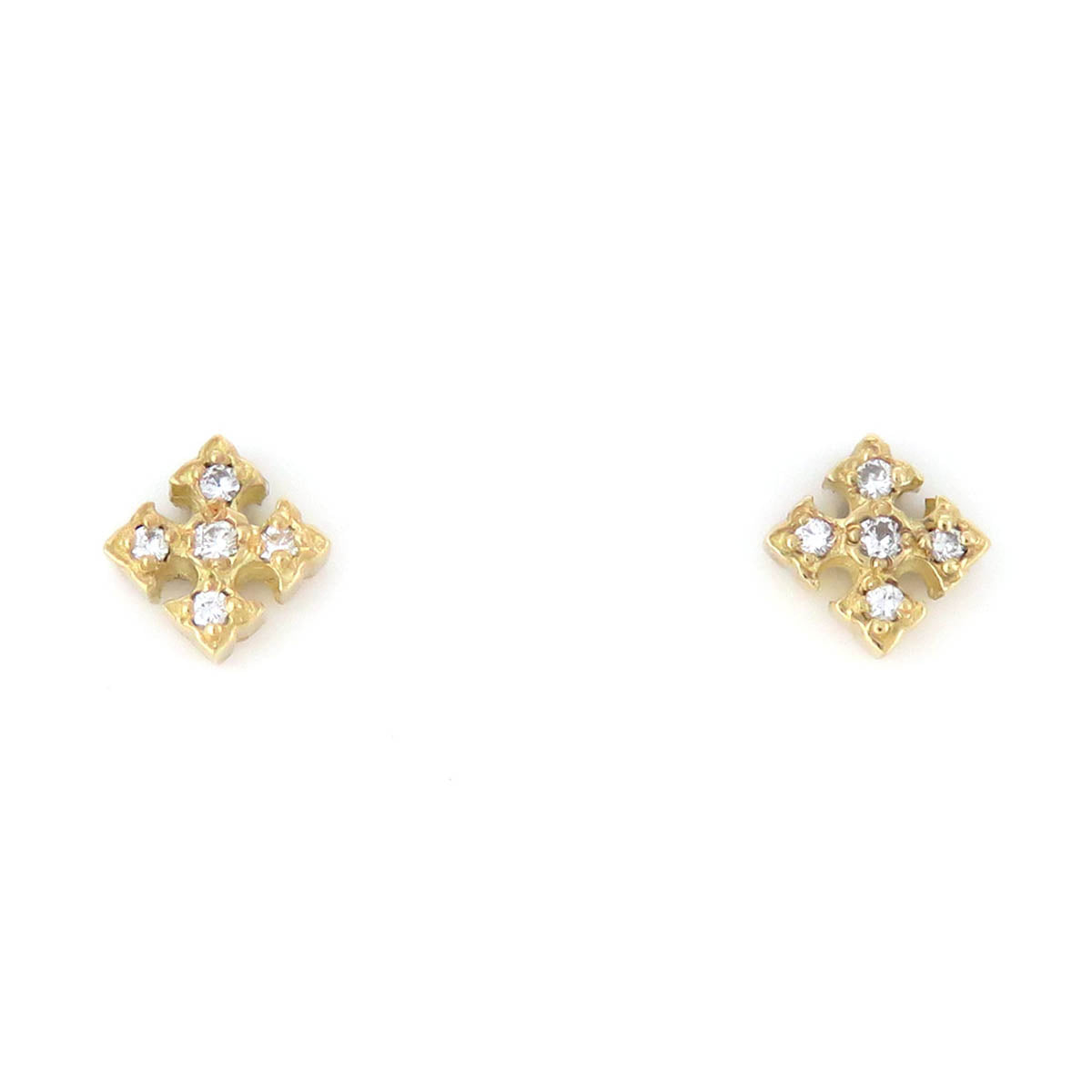 18k Gold Diamond Cross Earrings