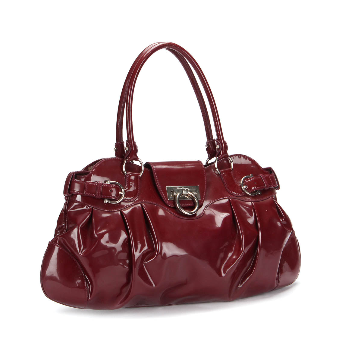 Gancini Patent Leather Handbag