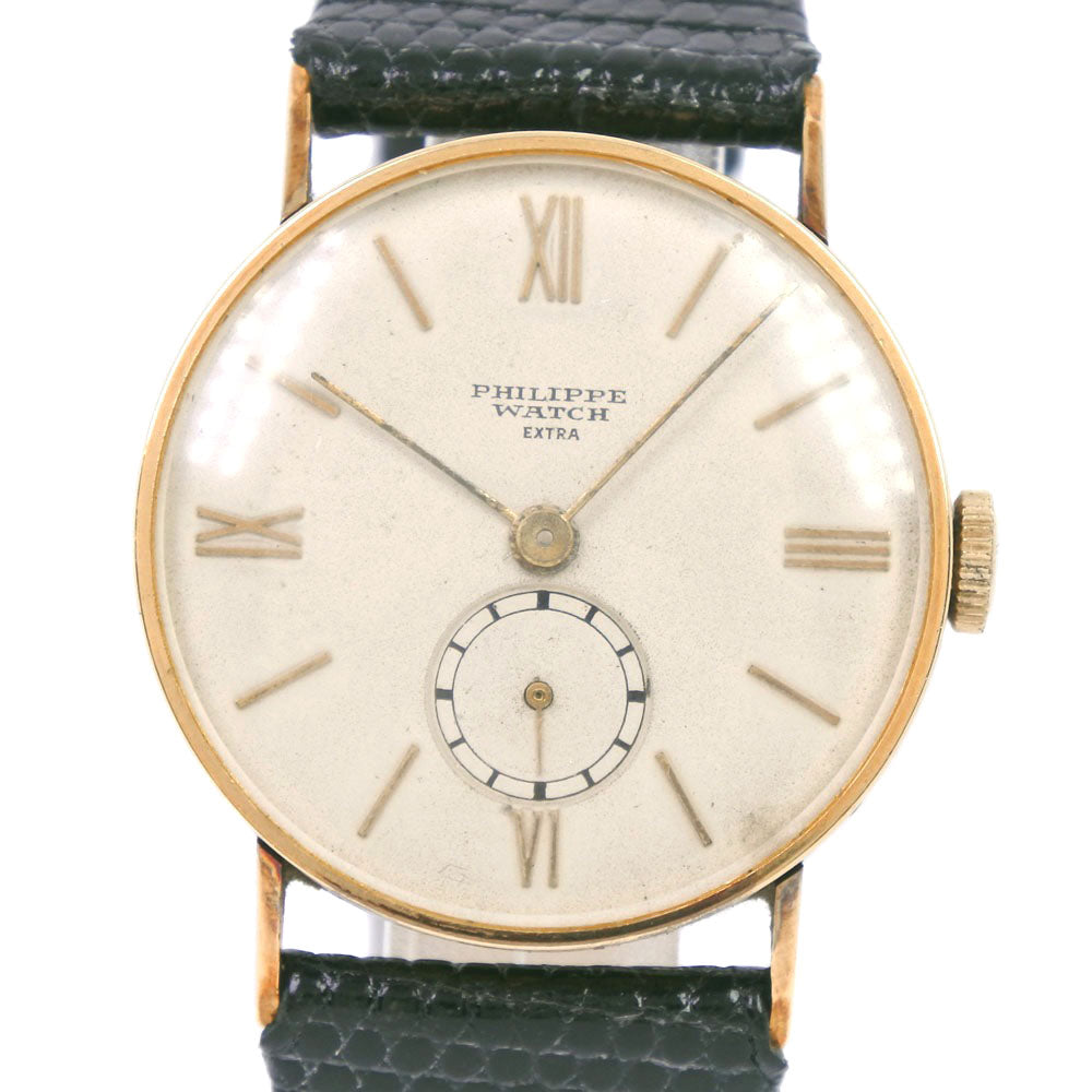 Philip Watch Smoseco Men's Wrist Watch in K18 Yellow Gold and Leather with Hand-Winding and Beige Dial (Preloved and Graded B)