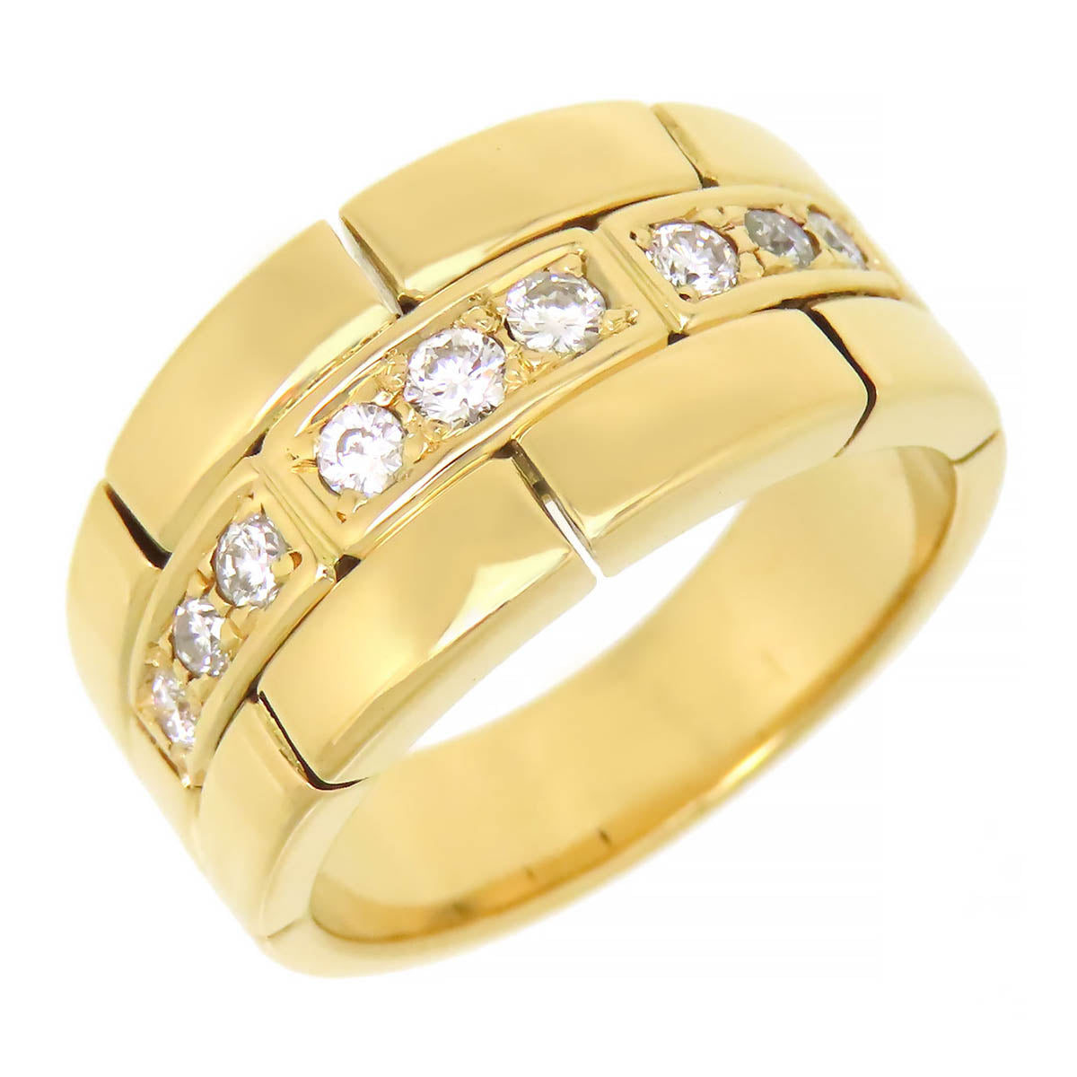 18k Gold Diamond 3-Row Maillon Panthère Ring
