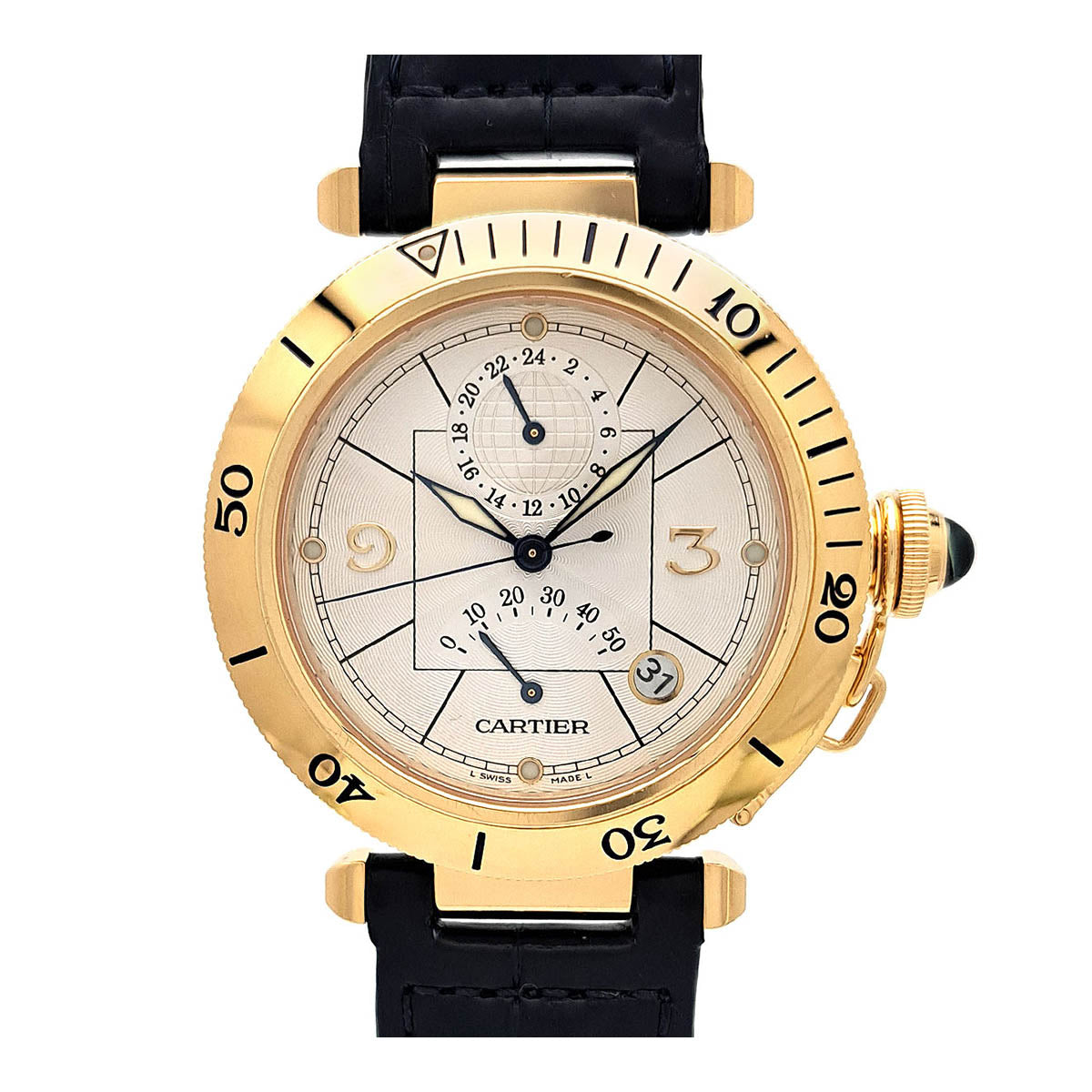 Cartier Pasha GMT with Power Reserve Men's Watch W3014456, Automatic, Yellow Gold (Pre-Owned) W3014456