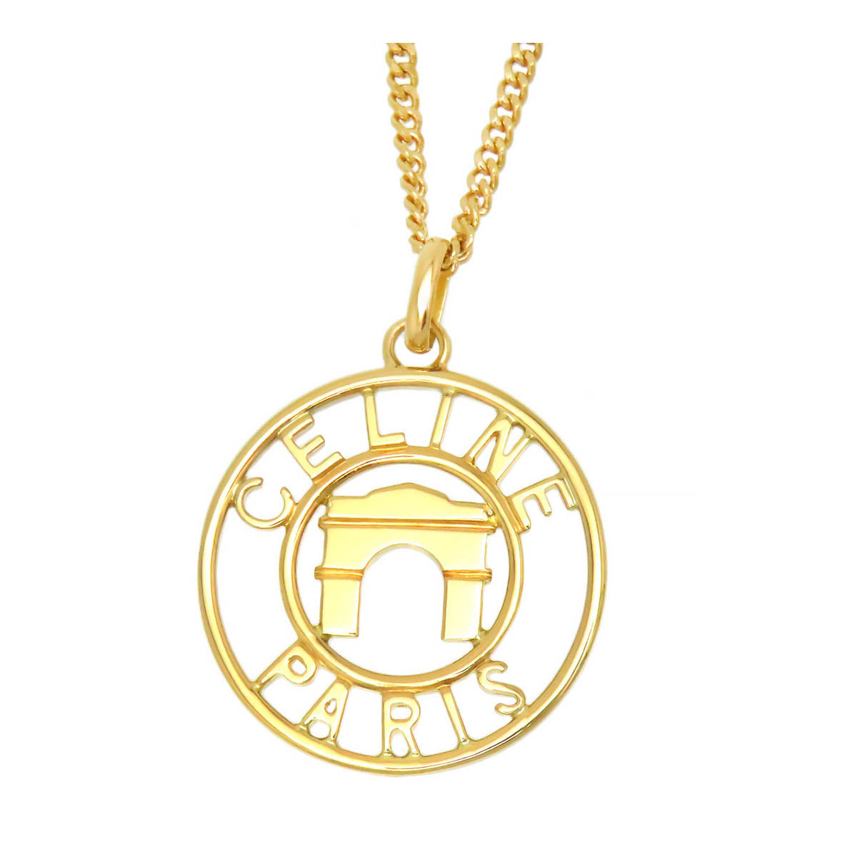 18k Gold Arc de Triomphe Logo Pendant Necklace