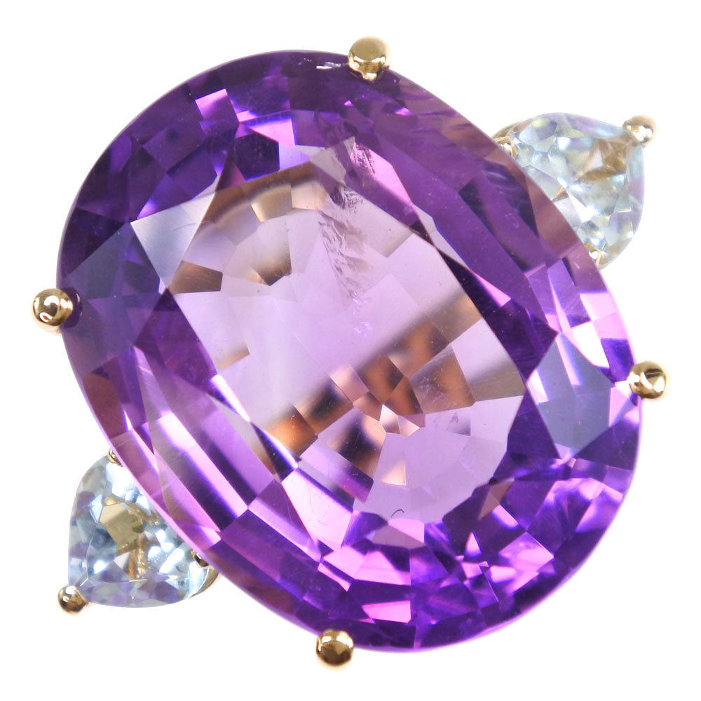 Charming 14.5 Size Ring with K18 Yellow Gold, Amethyst, and Topaz in Purple, Ladies' Second-Hand, SA Grade