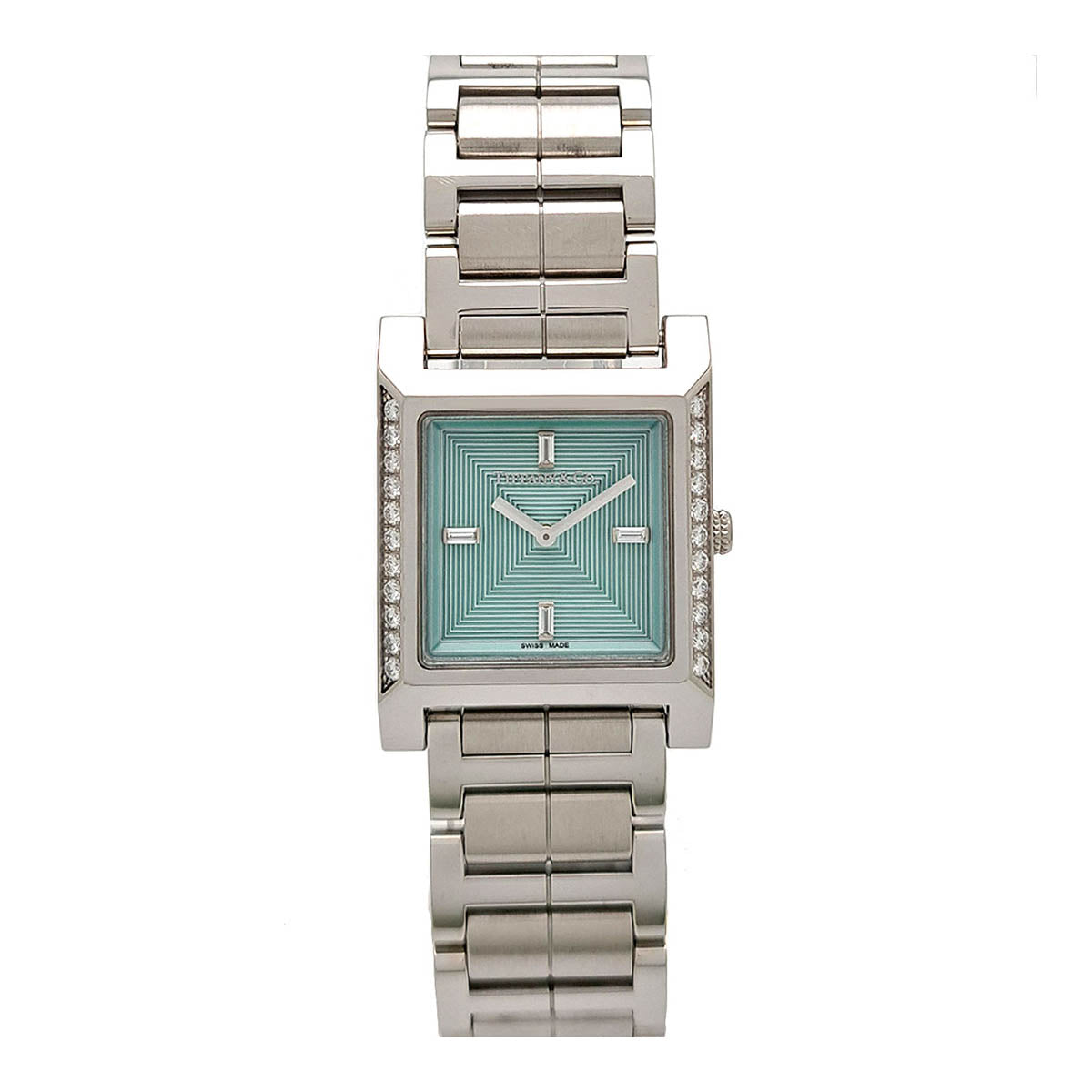 Tiffany & Co Makers Square Ladies Watch with Bezel Diamond 67460537, Quartz, Stainless Steel (Pre-Owned) 6.7460537E7