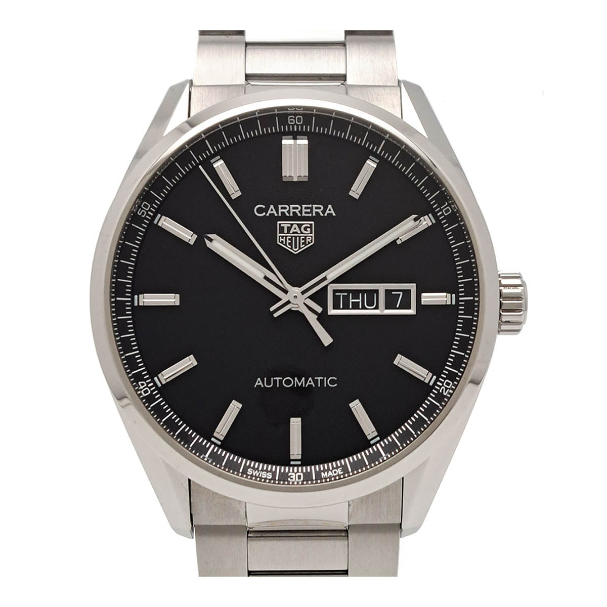 TAG HEUER Carrera Calibre 5 Day-Date WBN2010.BA0640 Automatic Stainless Steel Men’s Pre-owned Watch WBN2010.BA0640