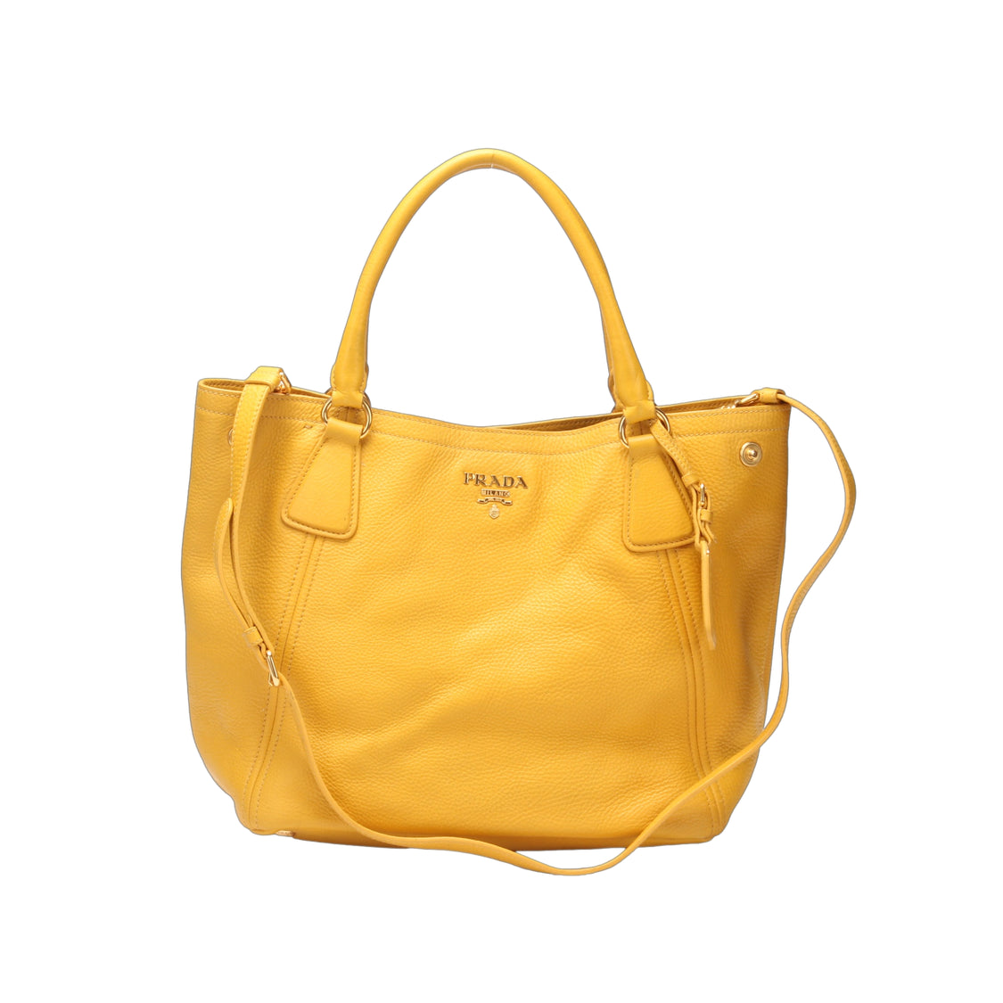 Prada Mustard Yellow Vitello Daino Leather Tote Prada