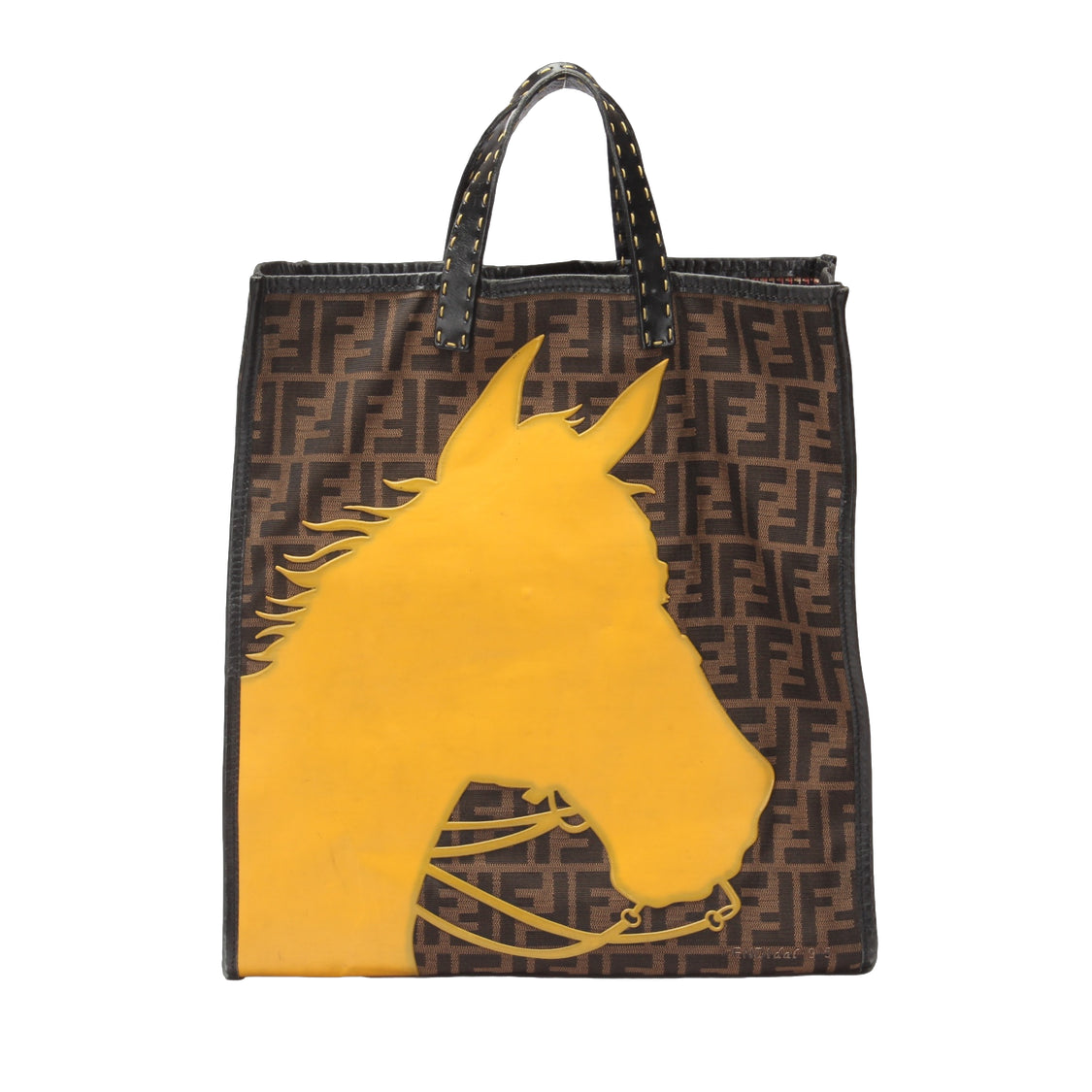 Fendi Selleria Zucca Horse Tote Canvas Handbag in Fair condition