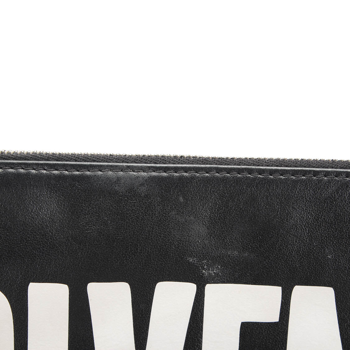 Logo Print Leather Clutch Bag