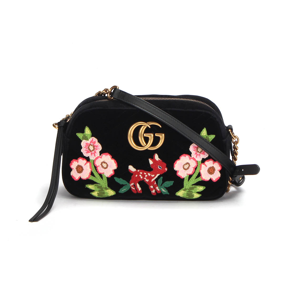 Small GG Marmont Embroidered Velvet Crossbody Bag 447632