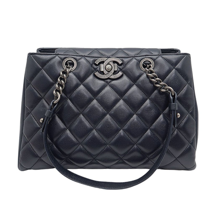 CC Quilted Leather Chain Tote Bag