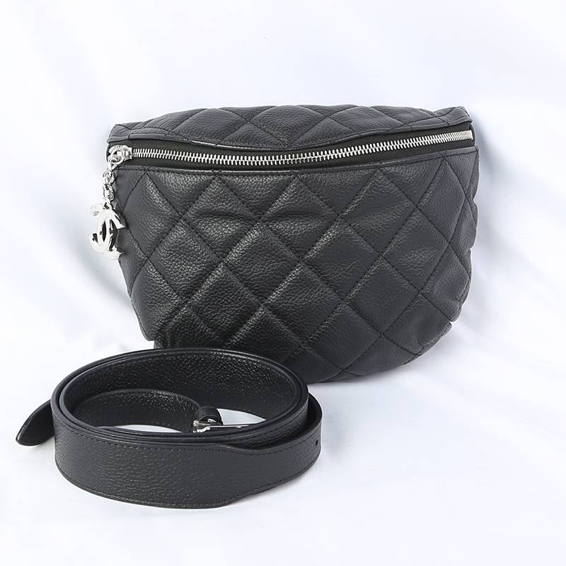 Quilted Caviar Leather Belt Bag