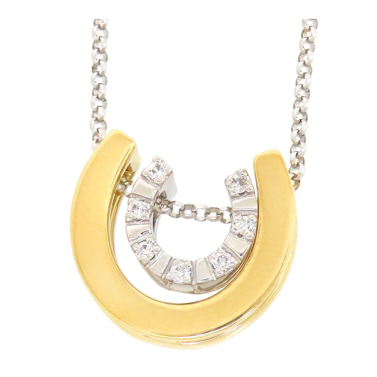 18k Gold Diamond Horseshoe Pendant Necklace