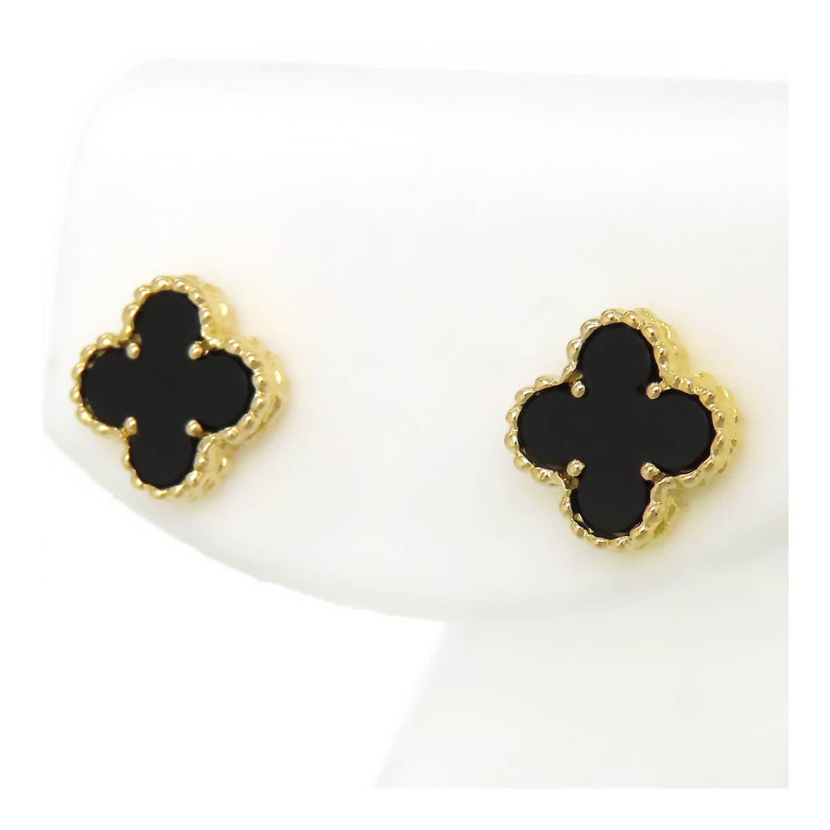 18k Gold Vintage Alhambra Onyx Earrings VCARA44900