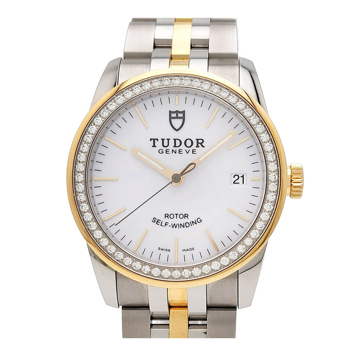 Tudor Glamour Date Automatic Stainless Steel/Yellow Gold Men's Watch with Diamond Bezel 55023.0