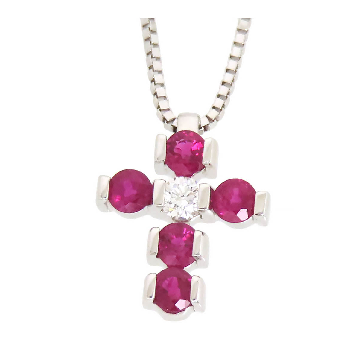 Damiani Cross Ruby Necklace 750 (K18WG) for Women -