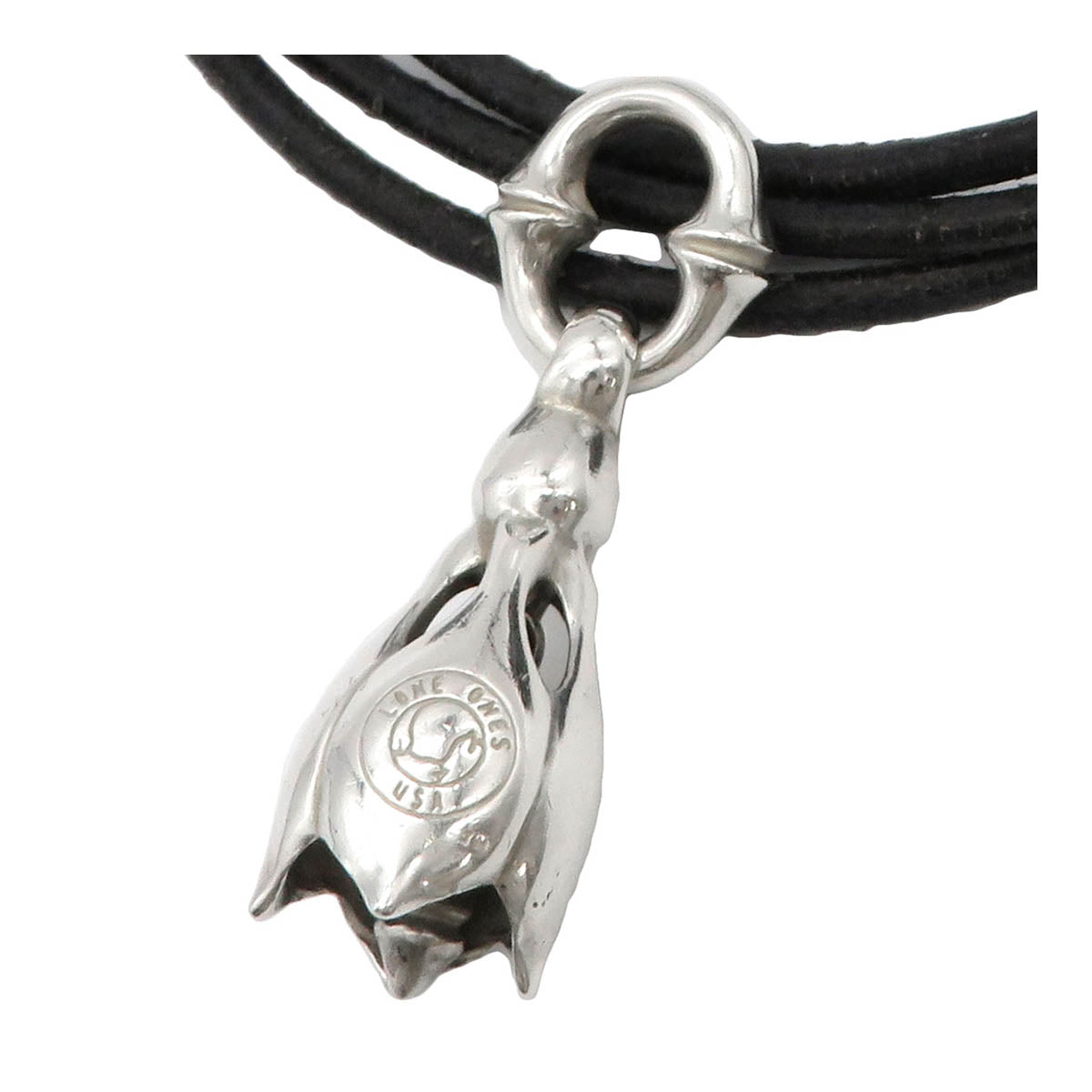 LONE ONES Tear Bell Pendant Top M Leather Necklace in Unisex Silver Leather 0.0