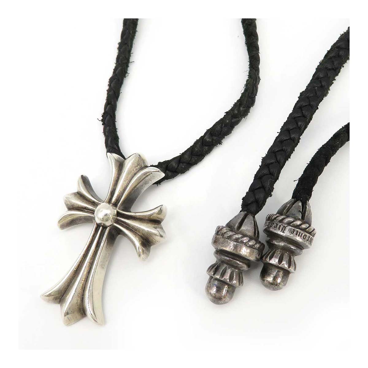 Braided Leather Cross Pendant Necklace