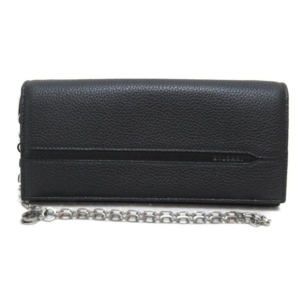 Leather Flap Wallet with Chain