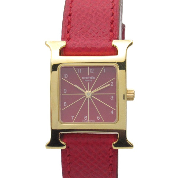 Hermes H Women's Gold Plated Quartz Wristwatch with Leather Strap HH1.201 HH1.201