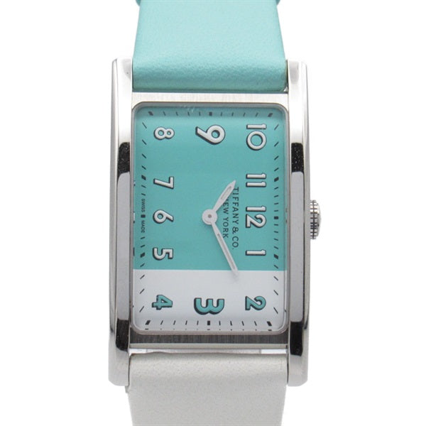 TIFFANY & CO East West Stainless Steel and Leather Strap Ladies' Wristwatch 63520071 6.3520071E7