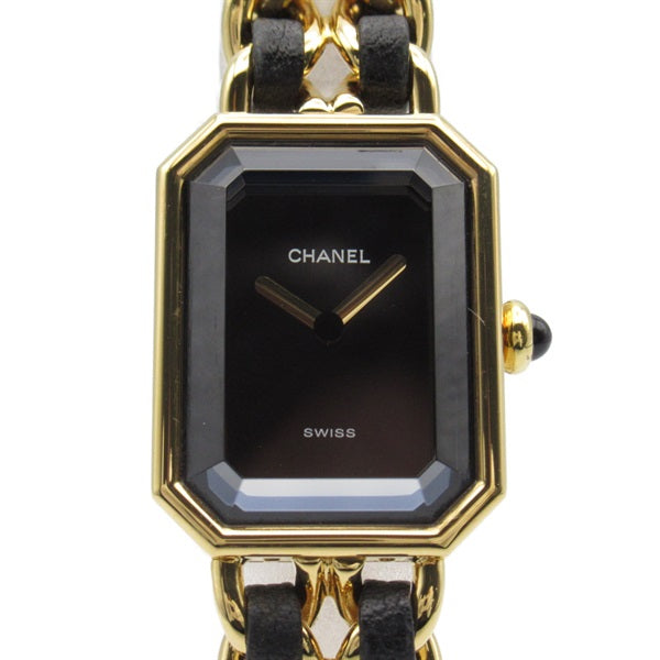 CHANEL Premiere L Gold Plated Quartz Women's Wristwatch with Leather Belt - Used H0001