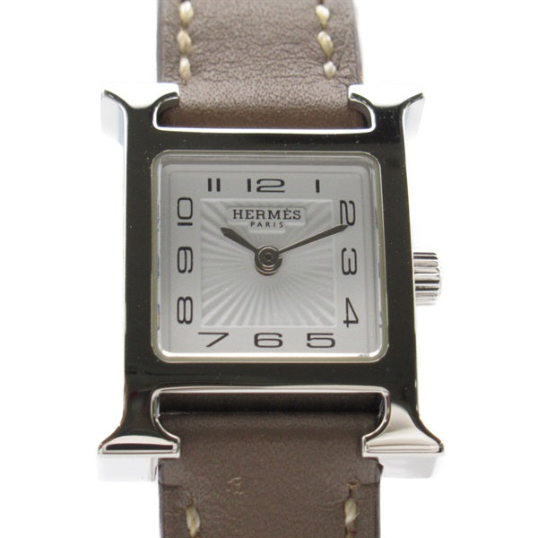 HERMES HH1.110 Ladies Mini Wristwatch in Stainless Steel with Leather Strap HH1.110